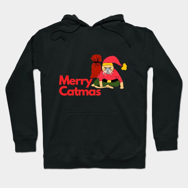Merry Christmas - MerryCatmas - Cat Lovers Hoodie by drawkwardly